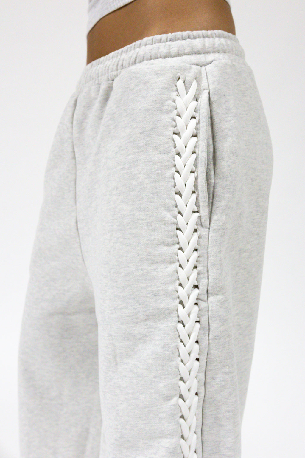 Grey Braided Sweatshorts