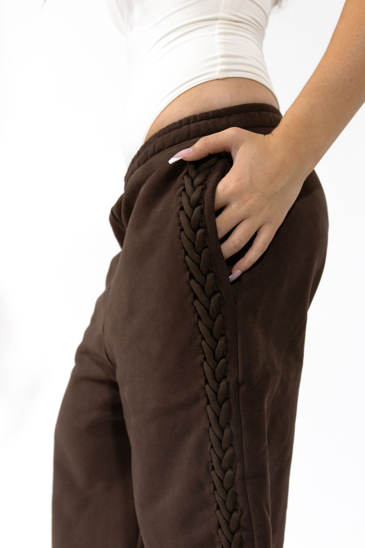 Brown Braided Sweatshort