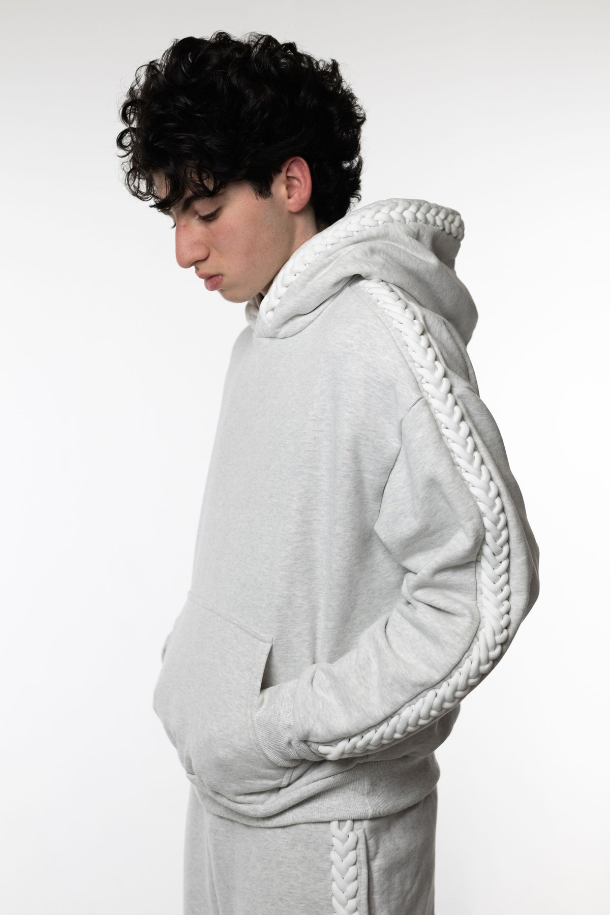 Heather Grey Braided Hoodie