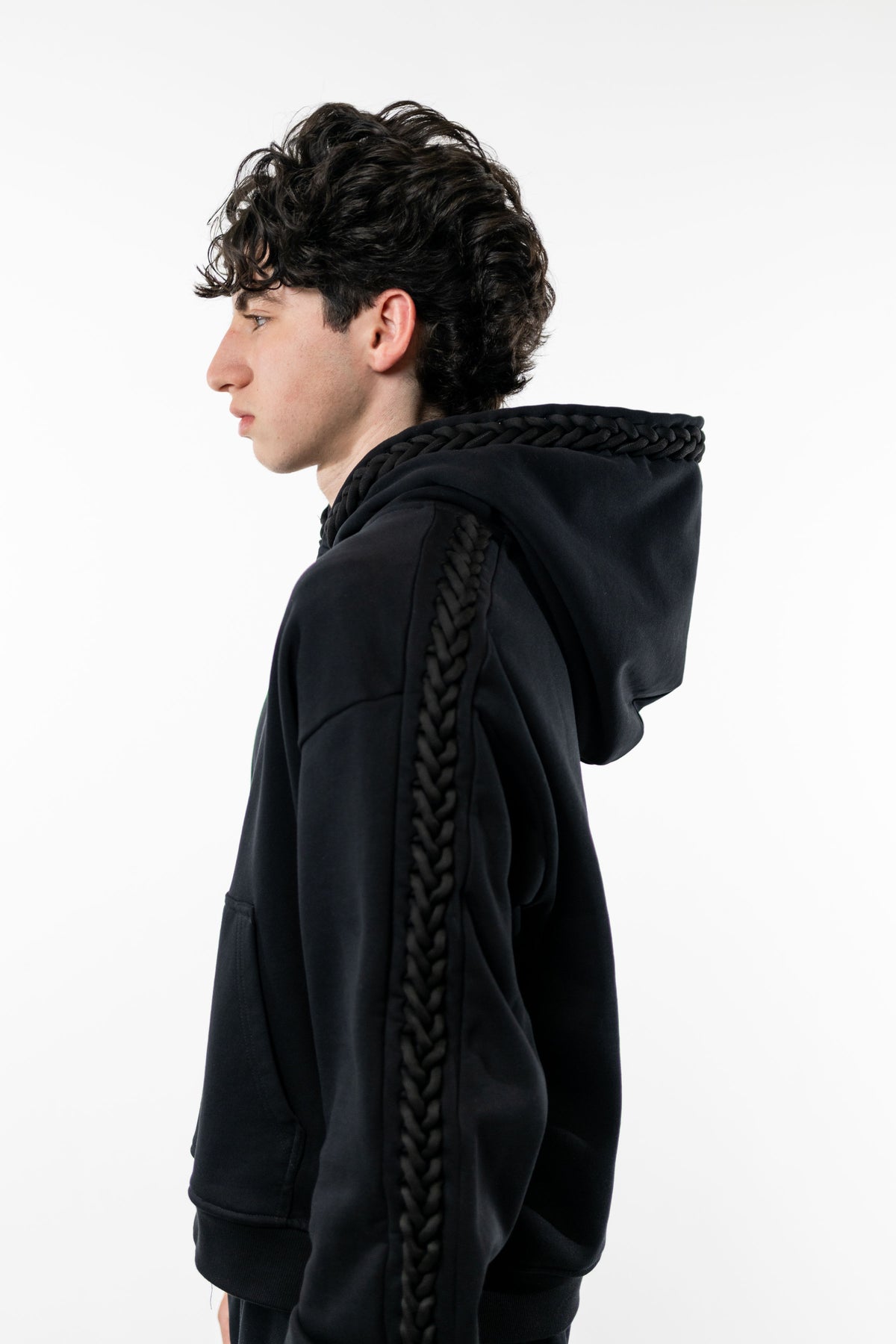 Black Braided Hoodie