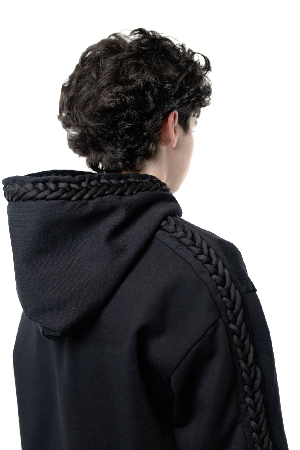 Black Braided Hoodie