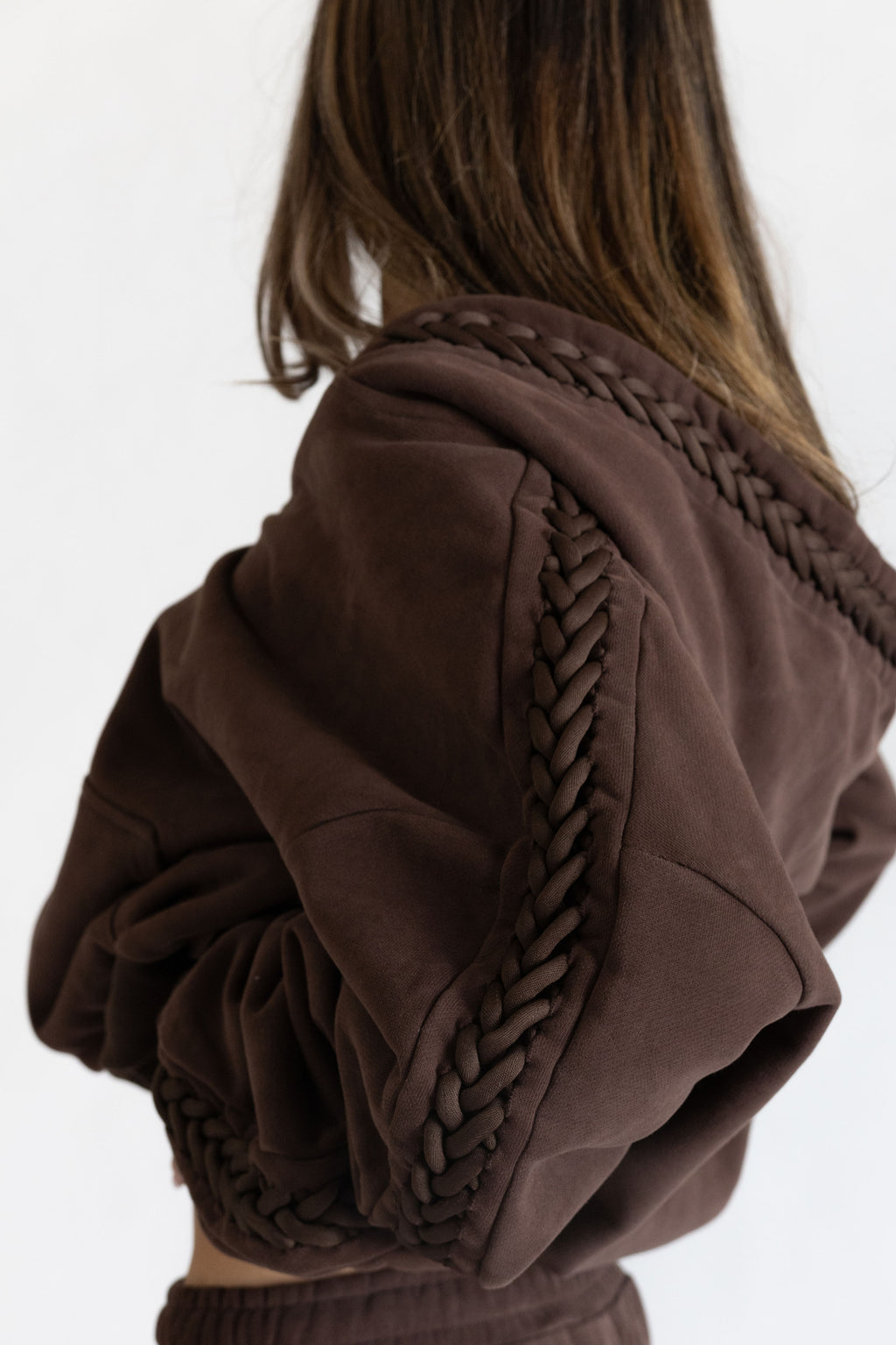 Brown Braided Zip Up