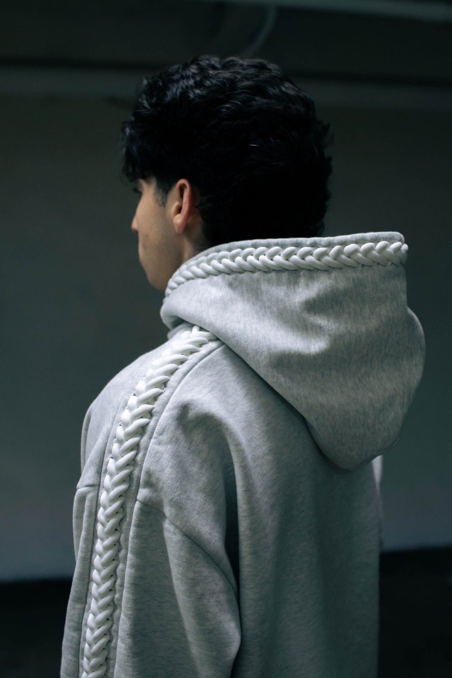 Heather Grey Braided Hoodie