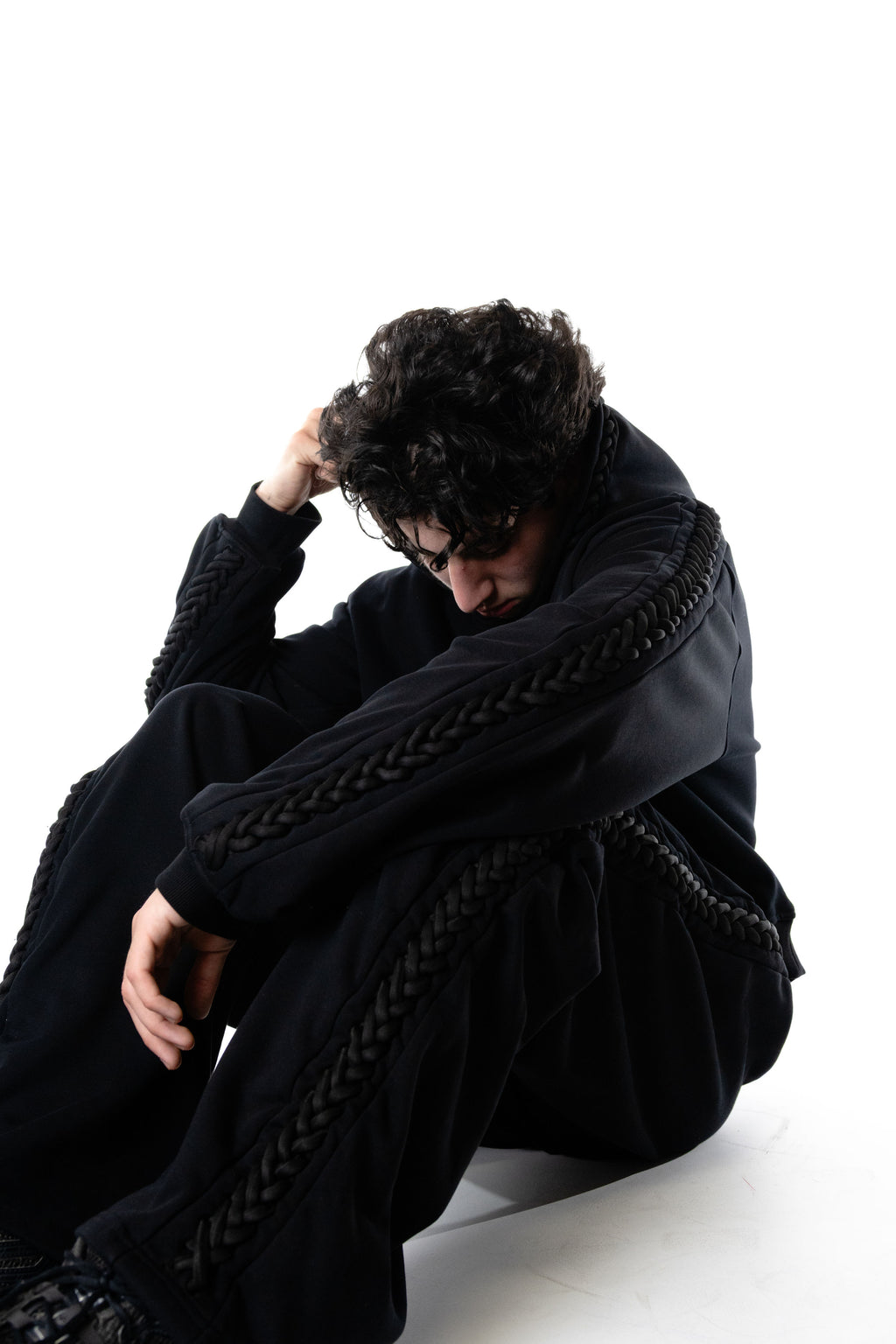 Black Braided Hoodie