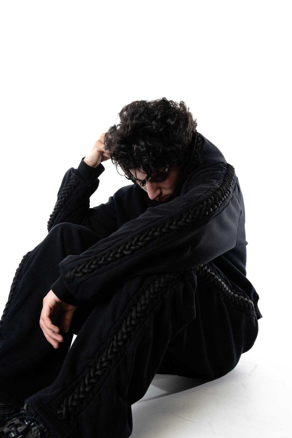 Black Braided Hoodie