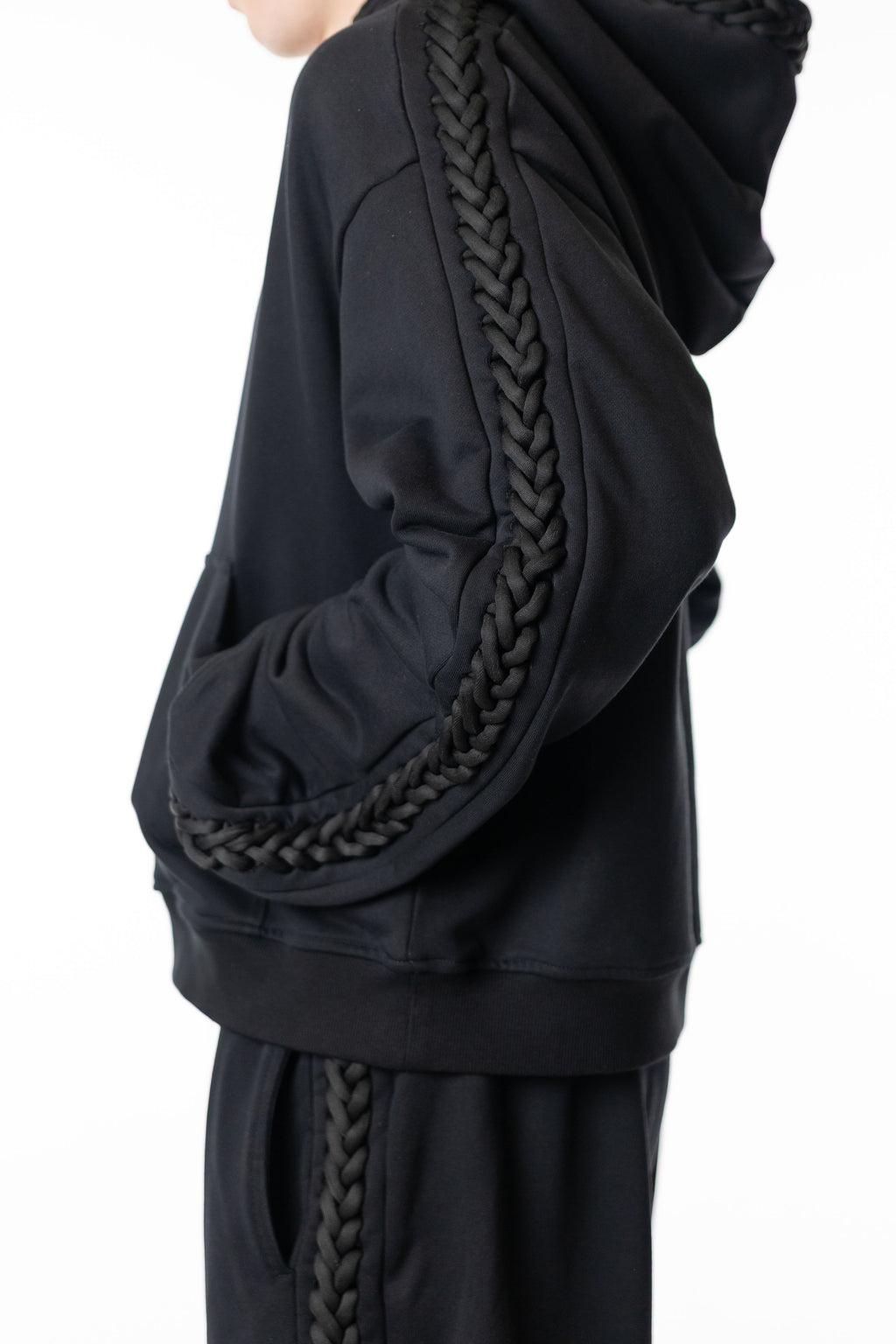 Black Braided Hoodie
