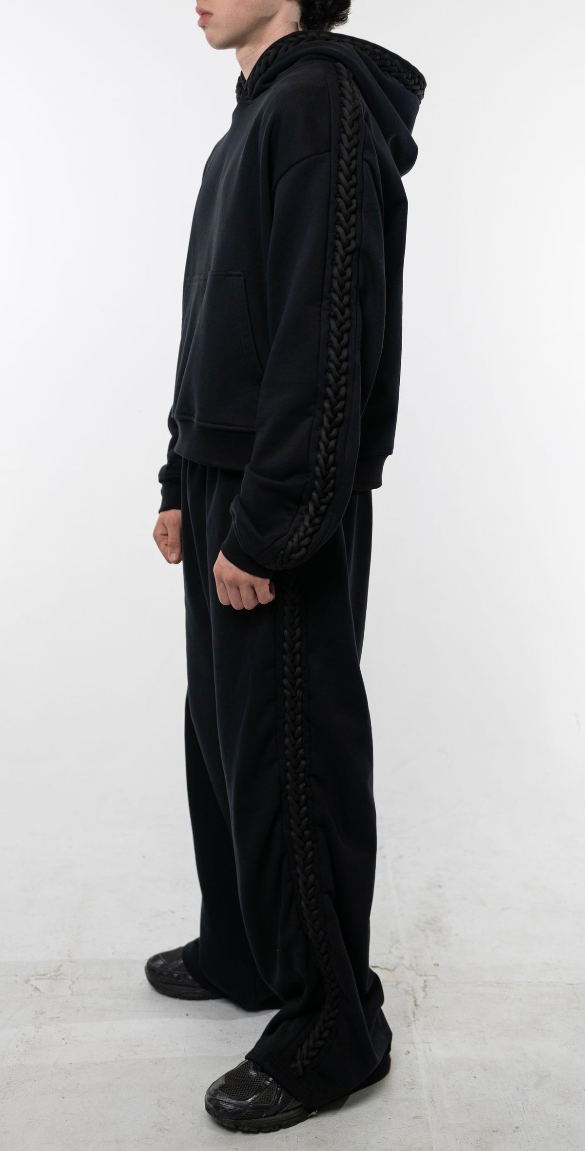 Black Braided Hoodie
