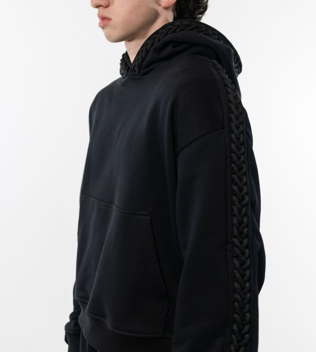 Black Braided Hoodie