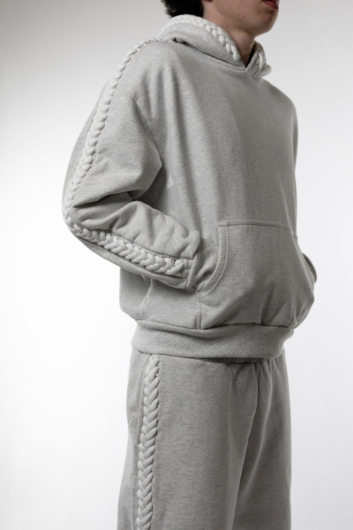 Heather Grey Braided Hoodie