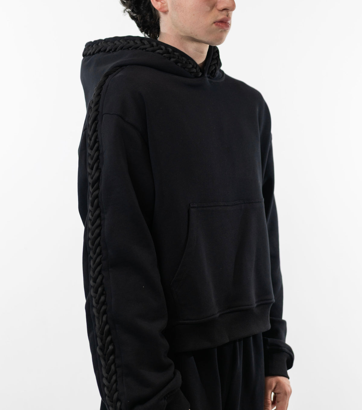Black Braided Hoodie